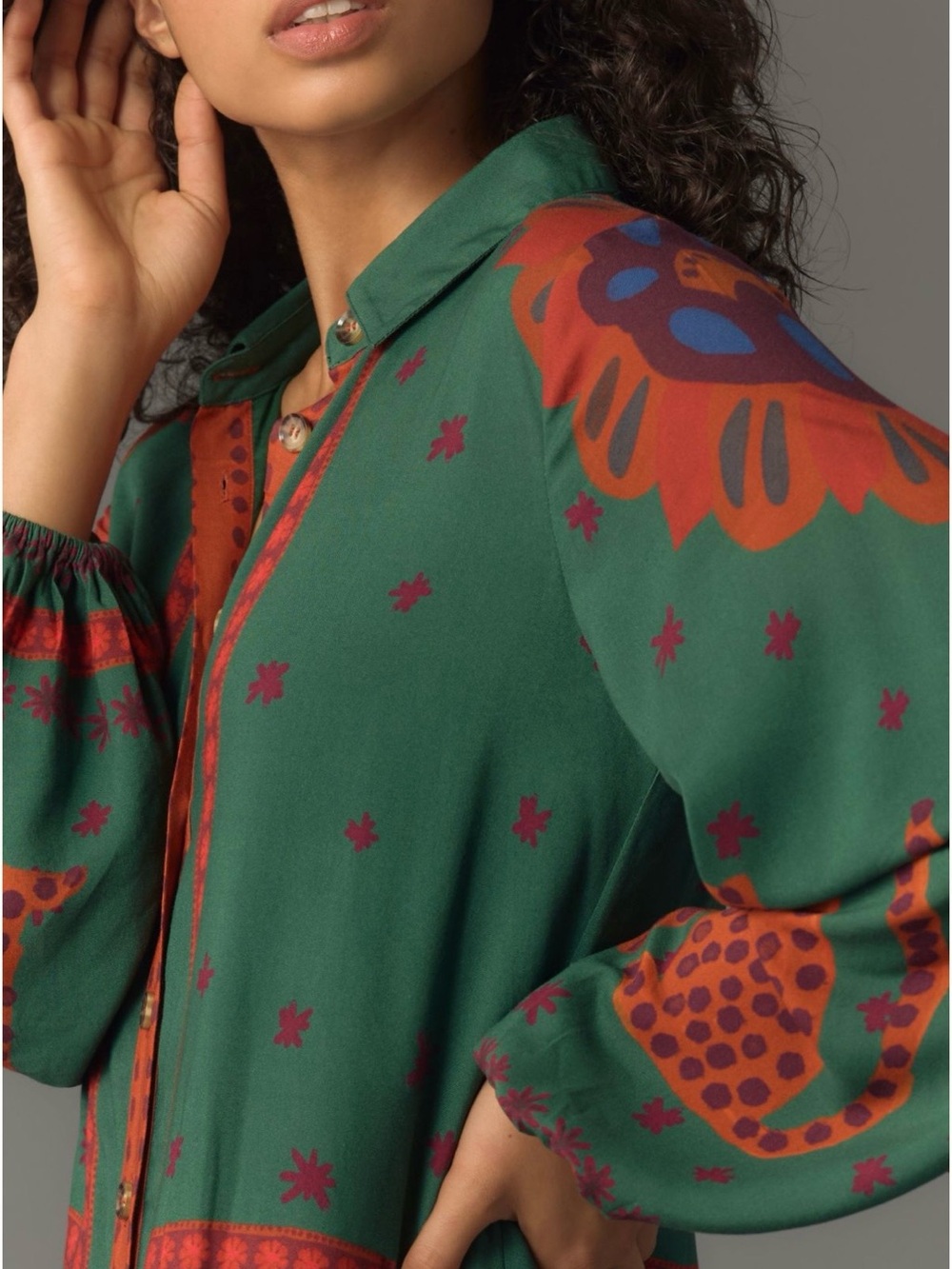 Farm Rio Long Sleeve Maxi Shirt Dress - Picture 3 of 9